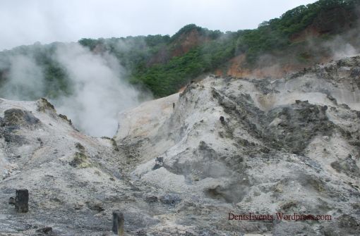 White landscape in Hell's Valley, Jigokudani, Noboribetsu, Hokkaido
